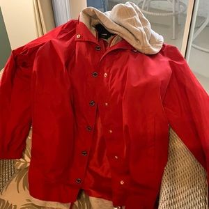 Tommy Hilfiger Red windbreaker with grey hood